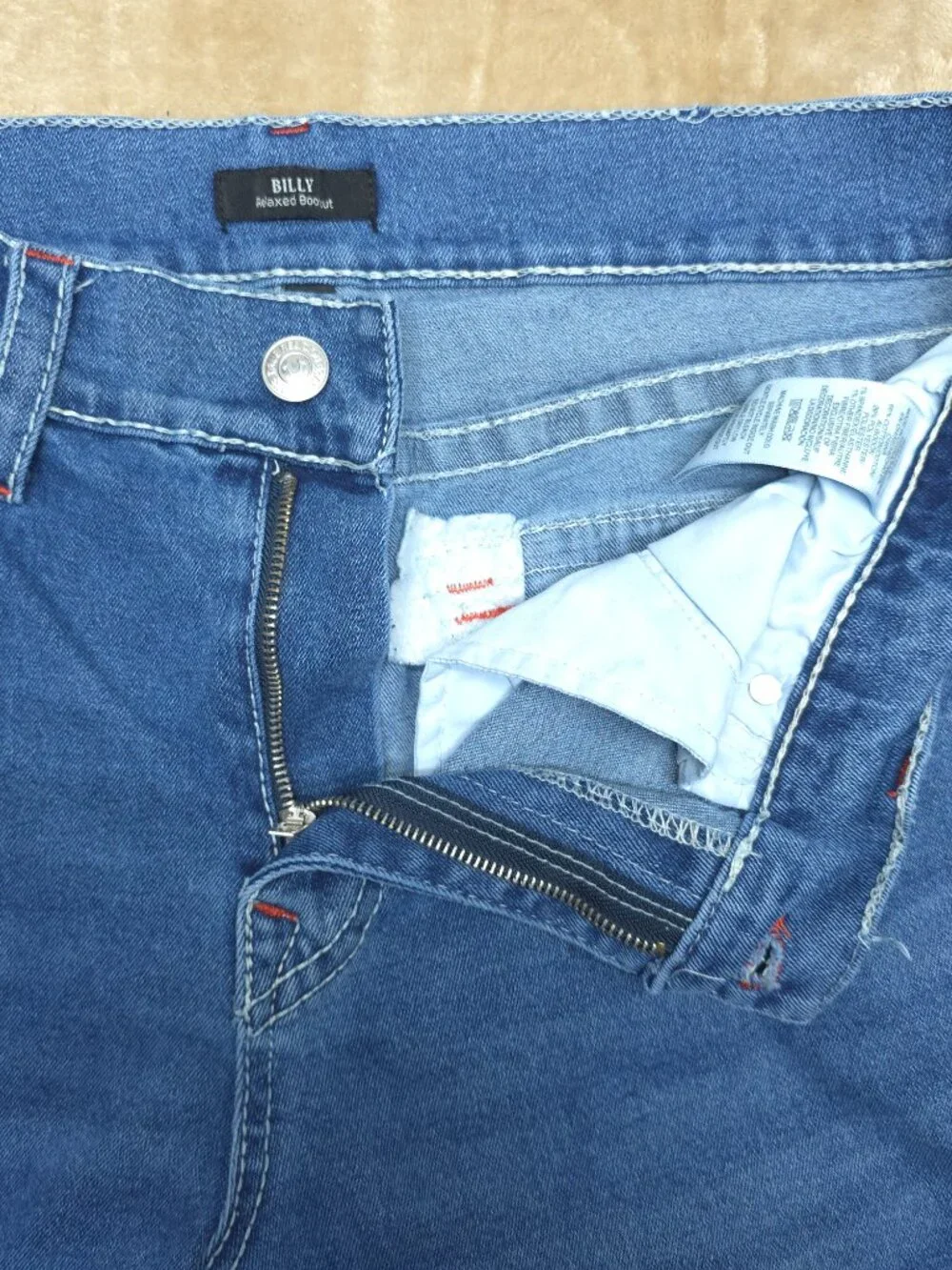 True Religion Billy Relaxed Bootcut Jeans Mens 36 Blue Flap Pocket